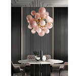 Люстра розовые шары на золотом каркасе Pink Light Bubbles варинант исполнения - 3 | Loft Concept в Нижнем Новгороде