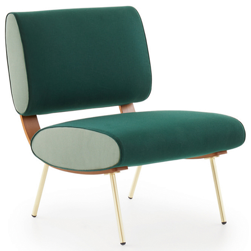 Дизайнерское кресло без подлокотников Gio Ponti ROUND D.154.5 Armchair Зеленый Коричневый Золотой в Нижнем Новгороде | Loft Concept 