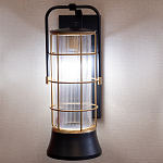 Настенный фонарь цилиндрической формы с рифленым стеклом в золотом каркасе на черном прямоугольном основании Eurofase варинант исполнения - 10 | Loft Concept в Нижнем Новгороде