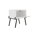 Прикроватная тумба белая с откидной резной дверцей на 4-х металлических ножках NAIVE NIGHTSTAND WHITE варинант исполнения - 1 | Loft Concept в Нижнем Новгороде