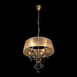 Люстра подвесная круглая с тканевым полупрозрачным абажуром и подвесками 4 лампы Gilded Elegance варинант исполнения - 3 | Loft Concept в Нижнем Новгороде