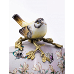 Шкатулка фиолетового цвета с рисунком бабочек и крышкой с фигуркой птицы на ветке Eden Garden варинант исполнения - 4 | Loft Concept в Нижнем Новгороде