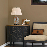 Настольная лампа с фарфоровым основанием нежно голубого цвета с золотистым цветочным рисунком и бежевым плиссированным абажуром Elstead Lighting варинант исполнения - 5 | Loft Concept в Нижнем Новгороде