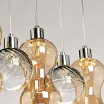 Люстра с 3-мя плафонами волнообразной формы цвета янтарь и 2-мя прозрачными шарообразными плафонами Lucid Rain  варинант исполнения - 8 | Loft Concept в Нижнем Новгороде