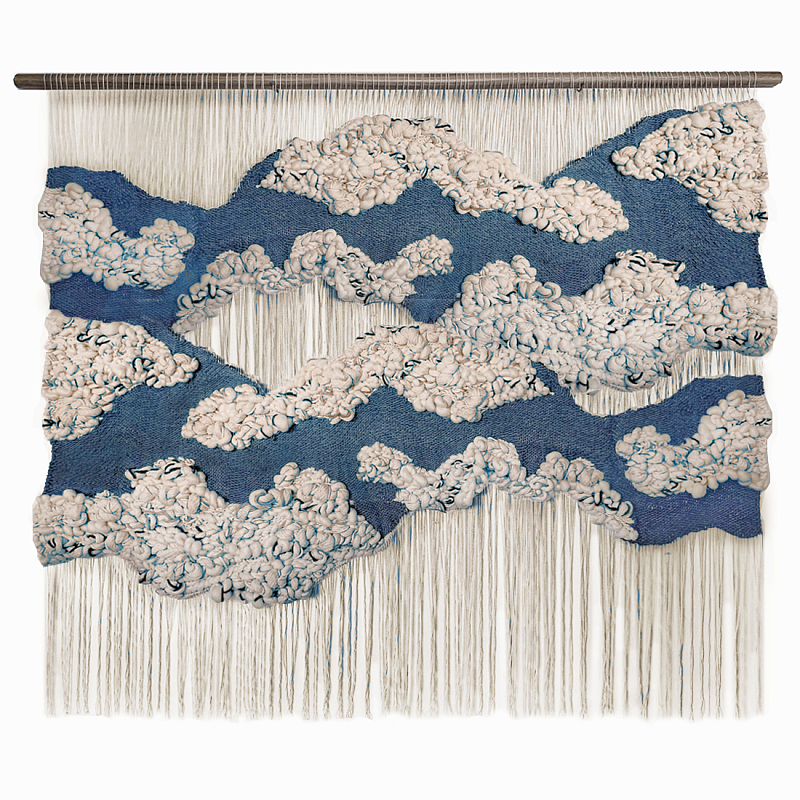 Большой дизайнерский Гобелен Misty Morning III Blue ivory ( слоновая кость ) Синий в Нижнем Новгороде | Loft Concept 