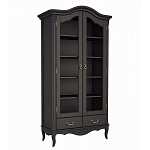 Шкаф книжный черный из массива бука со стеклянными дверцами и 5-ю полками Black Provence варинант исполнения - 1 | Loft Concept в Нижнем Новгороде