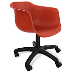 Стул пластиковый красного цвета на колесиках с подъемно-поворотным механизмом Eames Red варинант исполнения - 1 | Loft Concept в Нижнем Новгороде