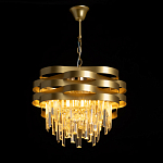 Люстра цвета матового золота с металлическими лентами и длинными прозрачными подвесками Gilded Waves варинант исполнения - 3 | Loft Concept в Нижнем Новгороде