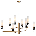 Люстра на штанге с 8-ю цилиндрическими матовыми плафонами и шарами из камня Orb Essence варинант исполнения - 5 | Loft Concept в Нижнем Новгороде