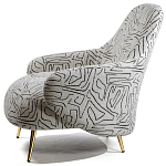Кресло мягкое с принтом на золотистых ножках Onlooker варинант исполнения - 1 | Loft Concept в Нижнем Новгороде