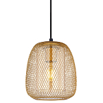 Подвесной светильник со стеклянным плафоном цилиндрической формы и металлической сеткой Metal Mesh Gold варинант исполнения - 1 | Loft Concept в Нижнем Новгороде