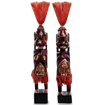 Комплект из 2-х деревянных статуэток Asmat Red Straw Headdress Statuettes Red Gold варинант исполнения - 1 | Loft Concept в Нижнем Новгороде