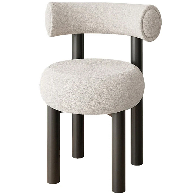 Стул с обивкой букле Pierres Grey Boucle Chair Серый Черный в Нижнем Новгороде | Loft Concept 