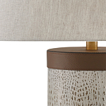 Настольная лампа с тканевым абажуром и основанием из кожи Leather Column варинант исполнения - 1 | Loft Concept в Нижнем Новгороде