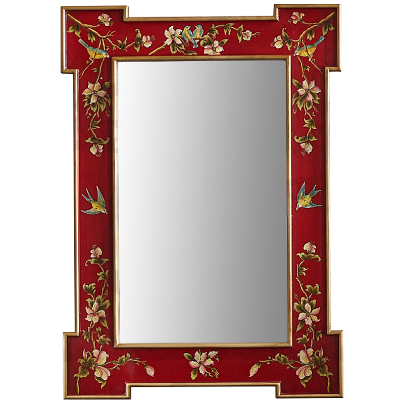 Зеркало в стиле Шинуазри ручная роспись Shao Chinoiserie Mirror Red Красный Золотой Мульти в Нижнем Новгороде | Loft Concept 