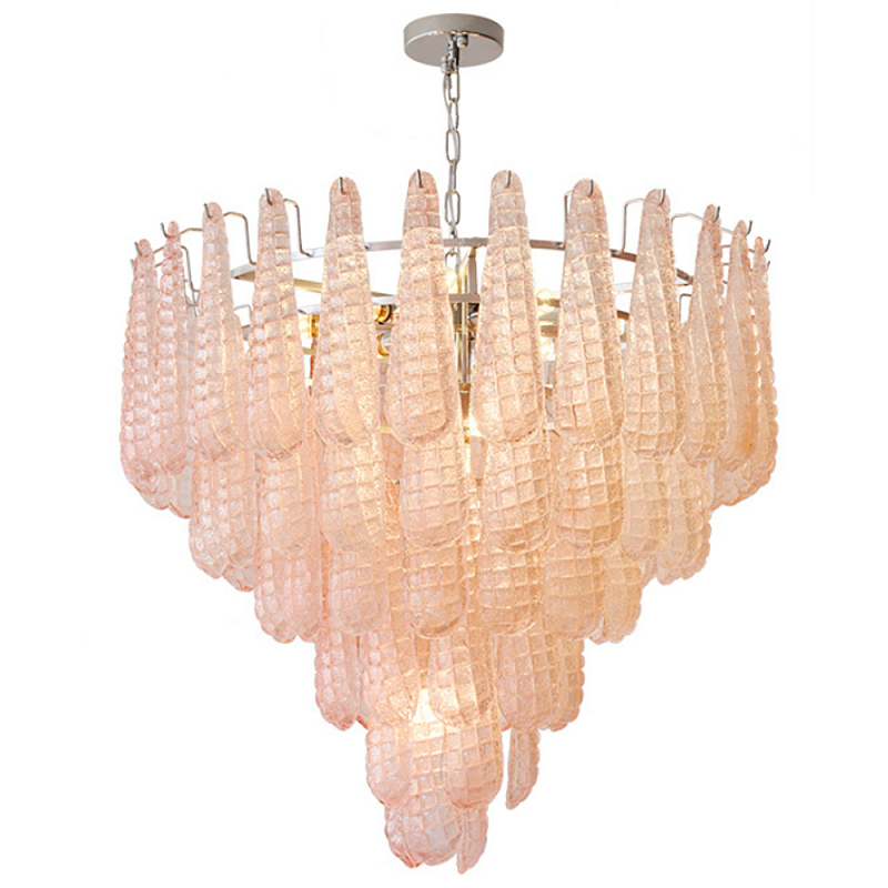 Современная Люстра Textured Glass Drops Chandelier Нежно розовые капли Розовый пастельный Золотой Современная Люстра Textured Glass Drops Chandelier Нежно розовые капли Розовый пастельный Золотой в Нижнем Новгороде | Loft Concept