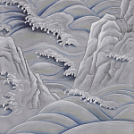 Обои ручная роспись Matsushima Waves Hokusai on Gun Metal dyed silk варинант исполнения - 2 | Loft Concept в Нижнем Новгороде