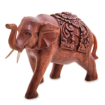 Статуэтка из дерева суар в виде слона в традиционном облачении Elephant in blanket варинант исполнения - 1 | Loft Concept в Нижнем Новгороде