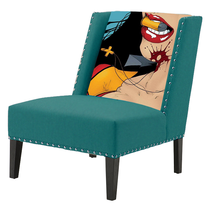 FUN Armchair "Super woman" Turquoise Дизайнерское кресло с цветным принтом Бирюзовый в Нижнем Новгороде | Loft Concept 