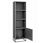 Стеллаж книжный цвета графит с 3-мя открытыми полками и дверкой Strict Lines варинант исполнения - 2 | Loft Concept в Нижнем Новгороде