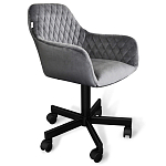 Стул с мягкой серой обивкой из велюра и подъемно-поворотным механизмом на черных колесиках Harper Gray варинант исполнения - 1 | Loft Concept в Нижнем Новгороде