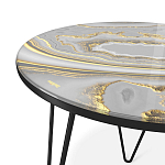Стол журнальный c круглой столешницей из стекла серого цвета Gray and Gold Marble варинант исполнения - 3 | Loft Concept в Нижнем Новгороде