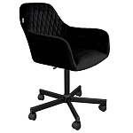 Стул с мягкой черной обивкой из велюра и подъемно-поворотным механизмом на колесиках Harper Black варинант исполнения - 1 | Loft Concept в Нижнем Новгороде