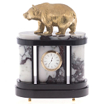 Часы настольные бронзовые с декором в виде медведя Bear Stone Clock варинант исполнения - 1 | Loft Concept в Нижнем Новгороде