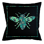 Подушка декоративная пчела с бирюзовым узором Ikat Pattern варинант исполнения - 1 | Loft Concept в Нижнем Новгороде