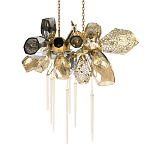 Люстра подвесная с 18-ю стеклянными плафонами с вертикальными подвесками Gilded Mirage  варинант исполнения - 1 | Loft Concept в Нижнем Новгороде