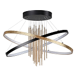 Люстра подвесная с 2-мя пересекающимися круглыми подвесами в черном и золотистом цвете и вертикальными подвесками Ring Horizontal варинант исполнения - 1 | Loft Concept в Нижнем Новгороде