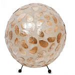 Настольная лампа из перламутра на металлическом каркасе Indonesian Circle варинант исполнения - 1 | Loft Concept в Нижнем Новгороде