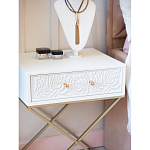 Приставной столик с выдвижным ящиком  White Table Carved Pattern варинант исполнения - 7 | Loft Concept в Нижнем Новгороде