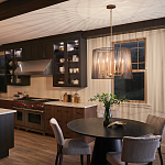 Люстра цвета латунь с 6-ю лампами свечами внутри цилиндрического абажура из черных металлических реек Kichler варинант исполнения - 7 | Loft Concept в Нижнем Новгороде