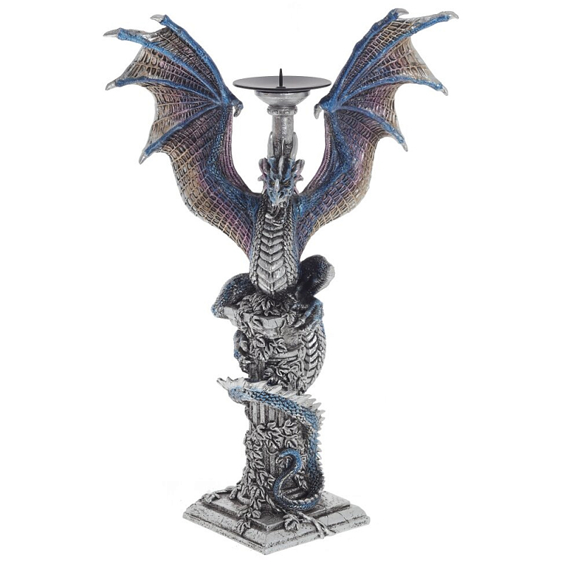 Подсвечник в виде Дракона Grey Blue Dragon Candlestick Серый Синий Мульти в Нижнем Новгороде | Loft Concept 