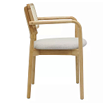 Стул обеденный с мягким сиденьем и спинкой из плетеного ротанга Wood and Textile Chair варинант исполнения - 2 | Loft Concept в Нижнем Новгороде