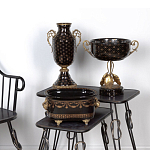 Ваза черного цвета из фарфора с золотистым узором и бронзовыми элементами Eden Garden porcelain and bronze варинант исполнения - 5 | Loft Concept в Нижнем Новгороде