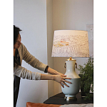Настольная лампа с принтом на белом тканевом абажуре Roof Garden Lamp варинант исполнения - 5 | Loft Concept в Нижнем Новгороде