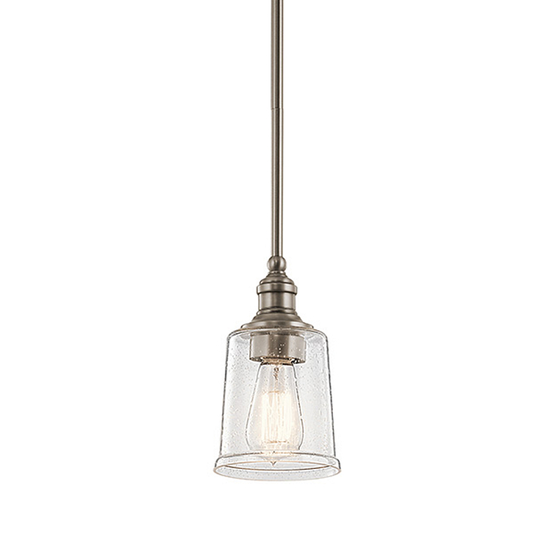 Подвесной светильник со стеклянным плафоном в форме колокола с эффектом пузырьков Kichler Олово Латунь Прозрачное Стекло в Нижнем Новгороде | Loft Concept 