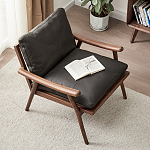 Кресло c каркасом из массива дерева и мягкой кожаной обивкой Walnut Armchair варинант исполнения - 2 | Loft Concept в Нижнем Новгороде