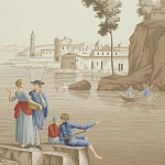 Обои ручная роспись Views of Italy Azure on Sepia варинант исполнения - 2 | Loft Concept в Нижнем Новгороде