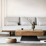 Дизайнерский журнальный стол квадратный с черным трапециевидным основанием Wokab варинант исполнения - 1 | Loft Concept в Нижнем Новгороде