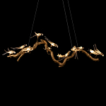 Люстра подвесная линейная с прозрачными стеклянными птичками на ветвях Serip Voa варинант исполнения - 7 | Loft Concept в Нижнем Новгороде