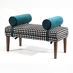 Банкетка Banquette PIED DE POULE с принтом гусиная лапка и синими подлокотниками  варинант исполнения - 2 | Loft Concept в Нижнем Новгороде