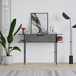 Консоль напольная серая с выдвижным ящиком и 2-мя полками с белой столешницей OTIS CONSOLE RETRO GRAY варинант исполнения - 1 | Loft Concept в Нижнем Новгороде