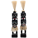 Комплект из 2-х деревянных статуэток Asmat Straw Headdress Statuettes Black Turquoise варинант исполнения - 1 | Loft Concept в Нижнем Новгороде