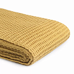 Плед из шерсти цвета охры с бахарамой Waffle Comfort варинант исполнения - 3 | Loft Concept в Нижнем Новгороде