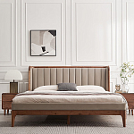 Кровать двуспальная с мягким изголовьем Moon Walnut Bed варинант исполнения - 3 | Loft Concept в Нижнем Новгороде