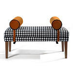 Банкетка Banquette PIED DE POULE Orange с принтом гусиная лапка Оранжевые валики варинант исполнения - 1 | Loft Concept в Нижнем Новгороде