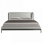 Кровать двуспальная серая с мягким изголовьем из экокожи и ткани Modern Look варинант исполнения - 3 | Loft Concept в Нижнем Новгороде